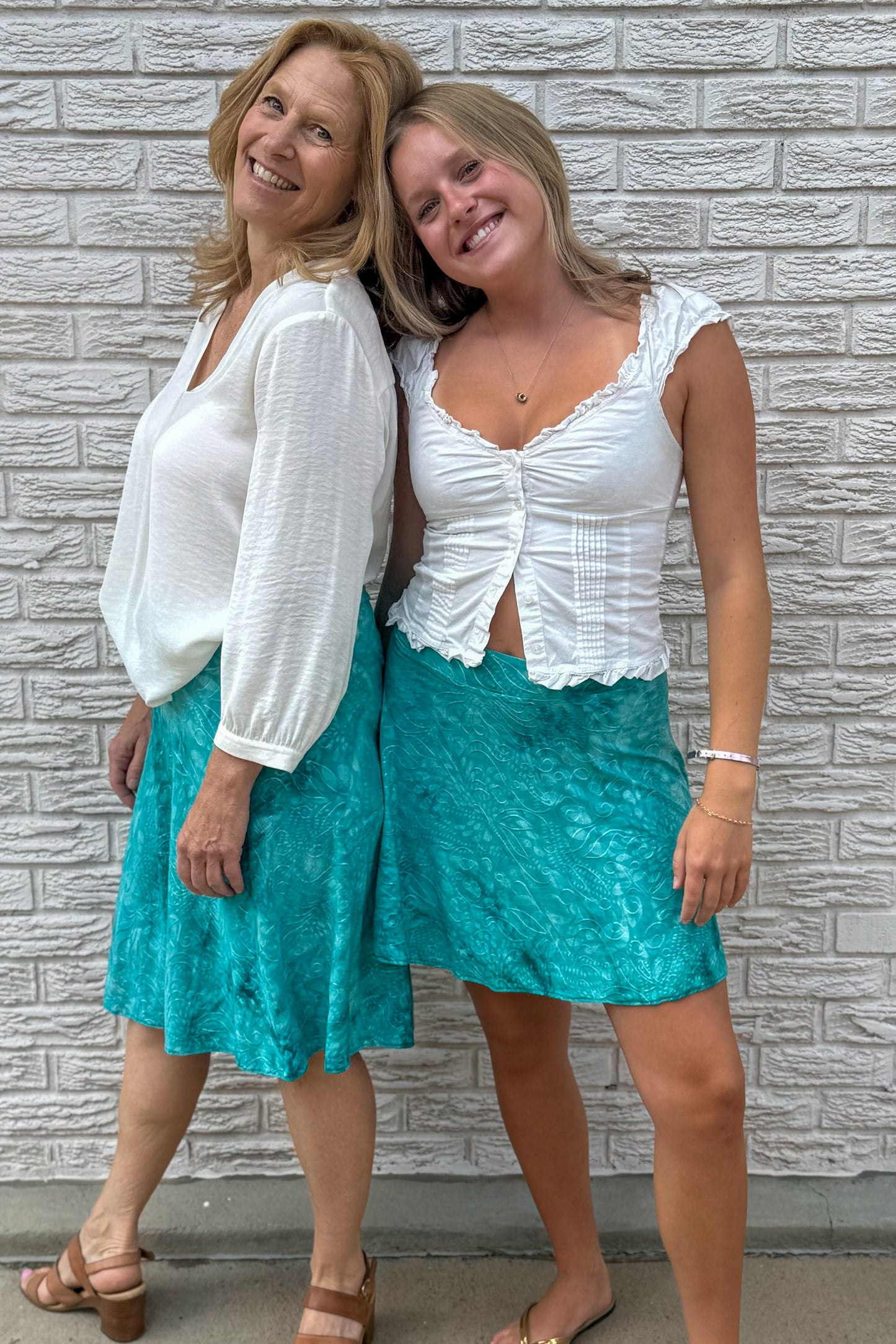 Aqua Peacock Swirl Skirt